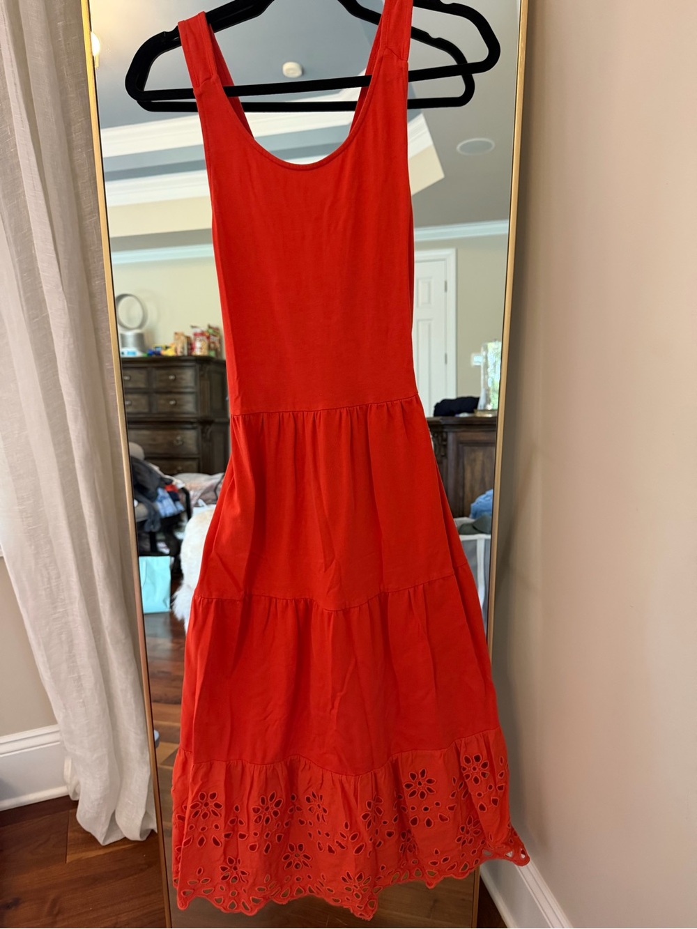 J crew bright Red Sleeveless Sundress with Eyelet Hem